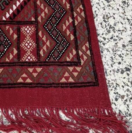 Hand-woven margoum hallway rug in natural wool