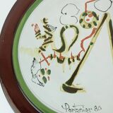 Unique gilbert portanier ceramic wall plate art ceramic signed portanier 80 vallauris