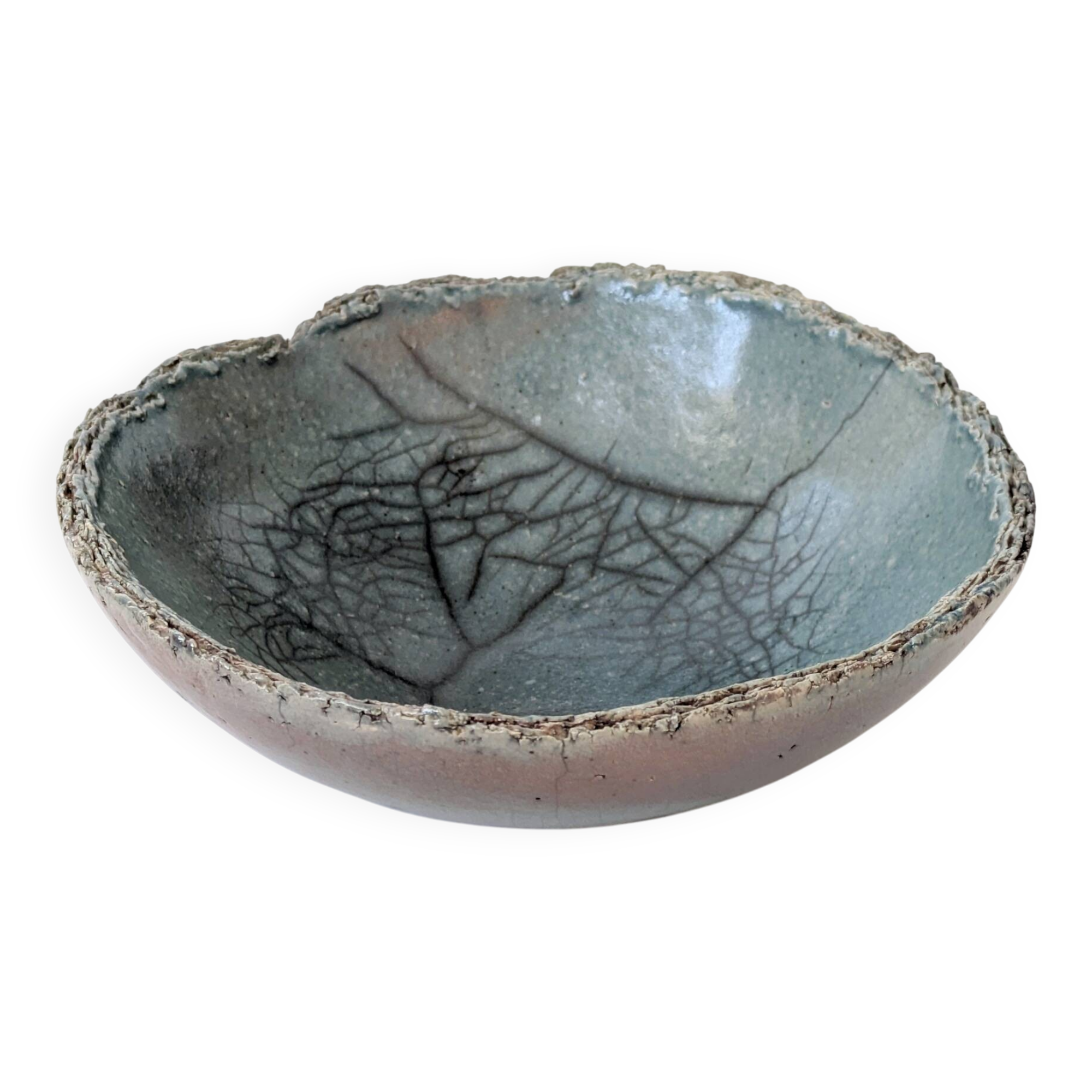 Vintage Raku ceramic bowl, handmade, signed, Japanese craftsmanship.