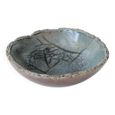 Vintage Raku ceramic bowl, handmade, signed, Japanese craftsmanship.