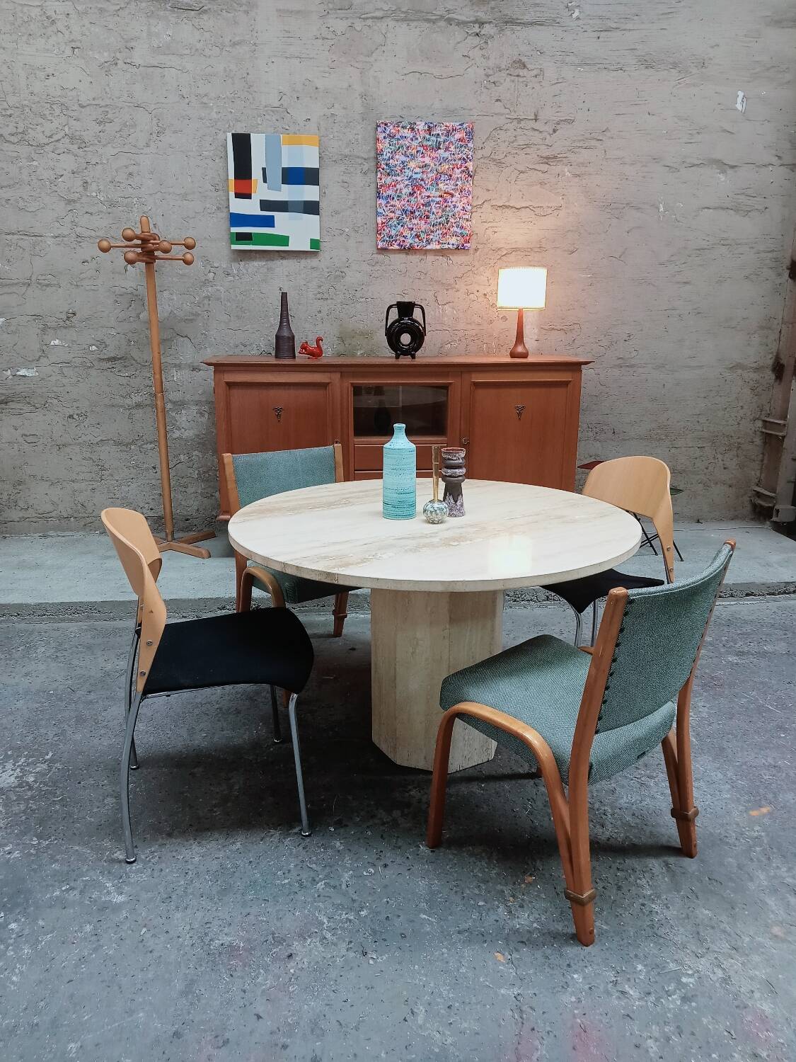 Travertine round table