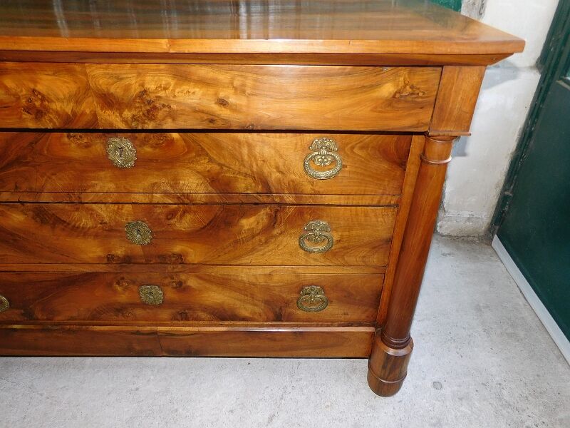 Commode empire en noyer d'epoque du xix ème siecle