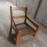 Armchairs in leather and vintage wood 70's