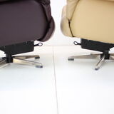 Set of two scandinavian adjustable leather armchairs by peem, 1970s, finland