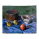 Early 20th century painting "Pot, apples and pestle"