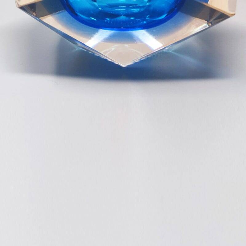 Cendrier, vide-poche bleu par Flavio Poli pour Seguso, Italie années 1960