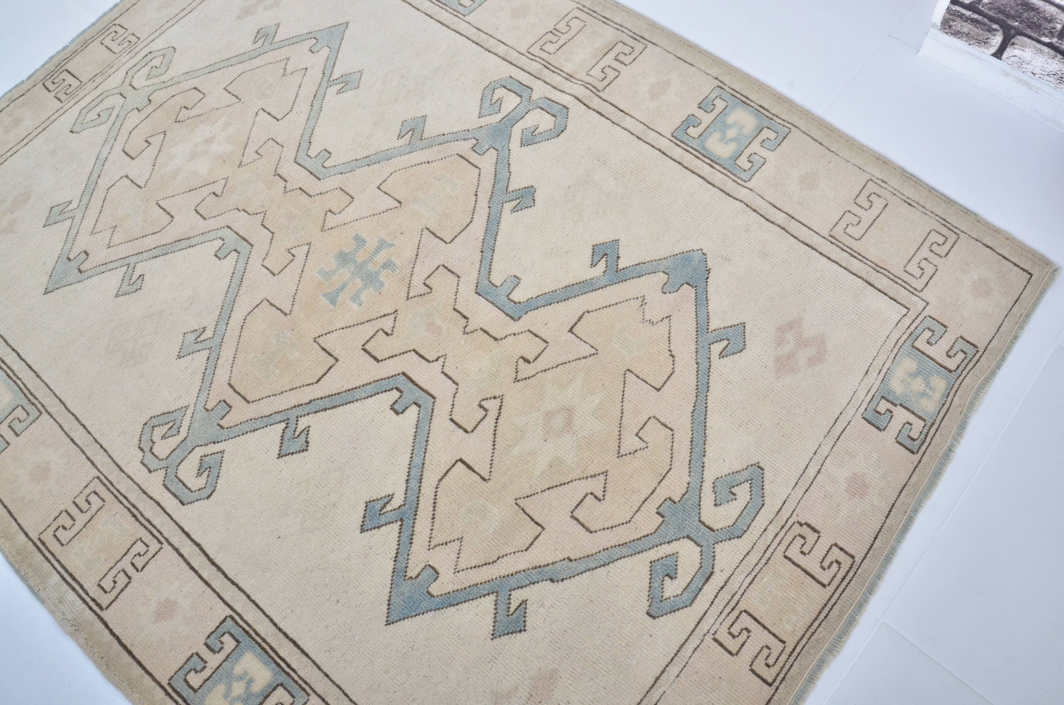 Bohemian hand knotted Oushak rug sku 3484