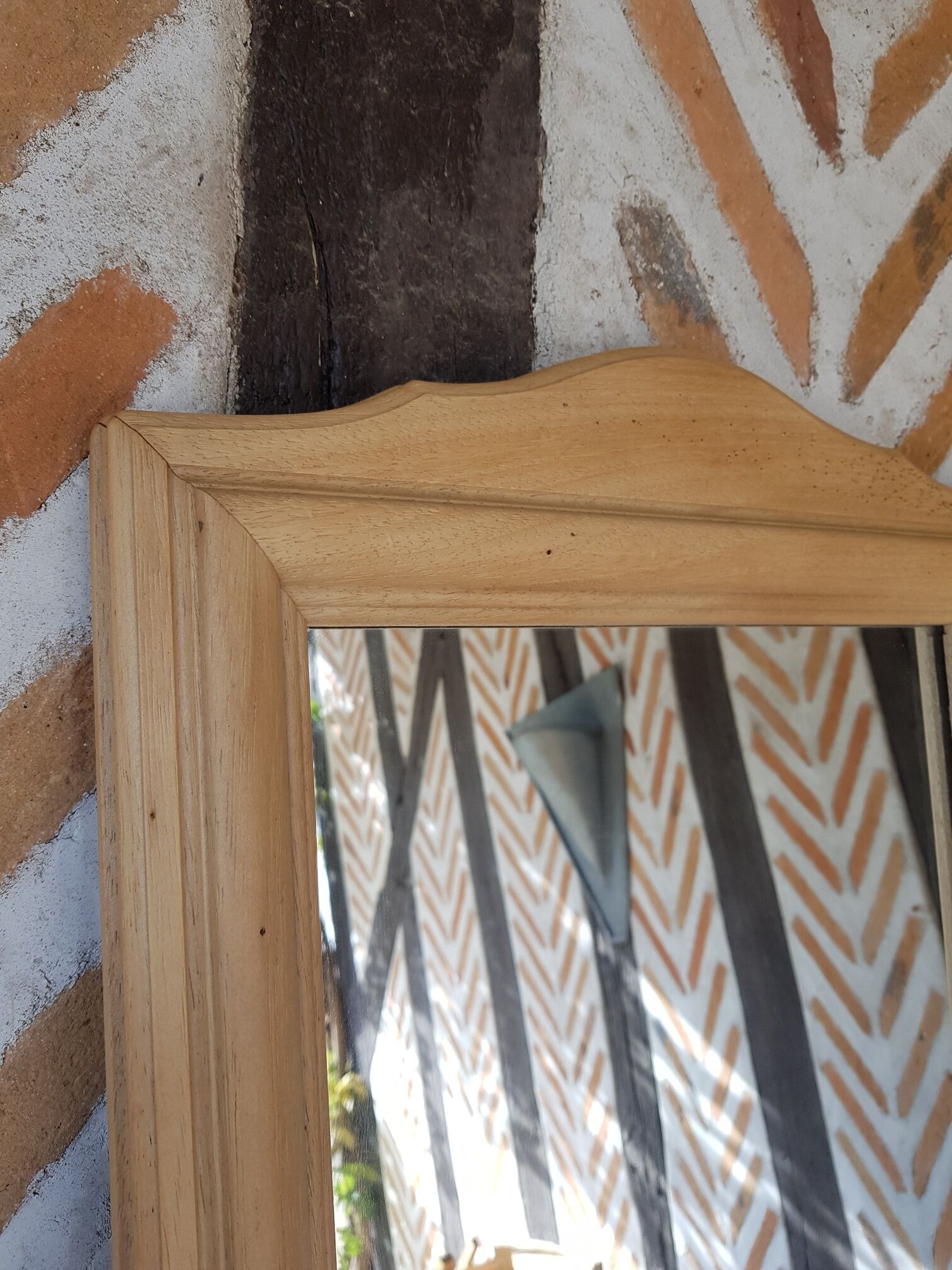 Rectangular mirror solid sandblasted beech 43x76cm