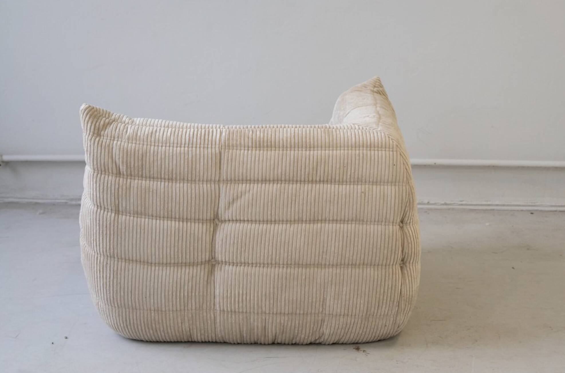 Togo sofa set in beige corduroy, model designed by Michel Ducaroy 1973