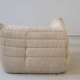 Ensemble de canapés Togo en velours côtelé beige, modèle dessiné par Michel Ducaroy 1973