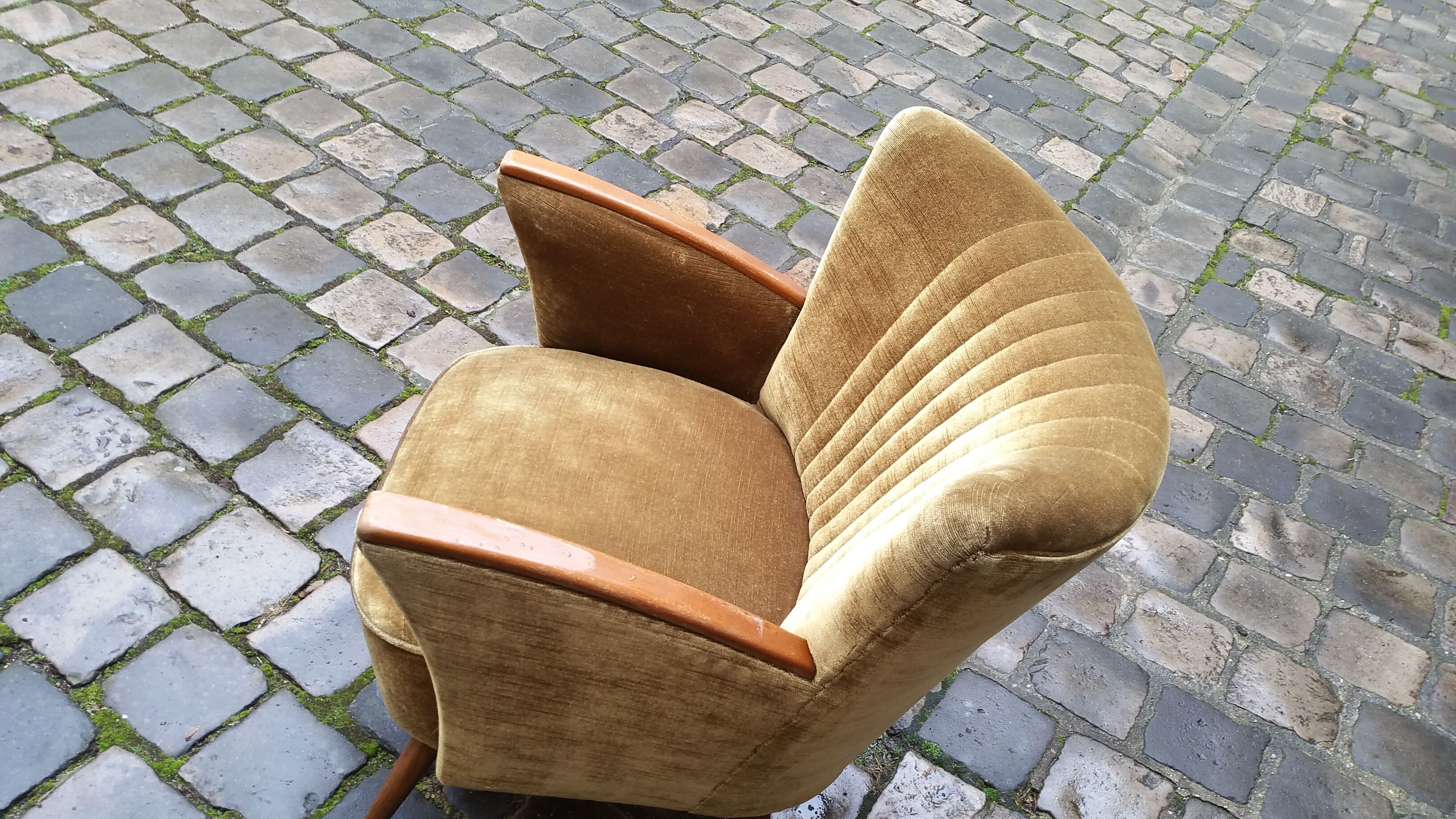 Armchair gold vintage 50-60s velvet