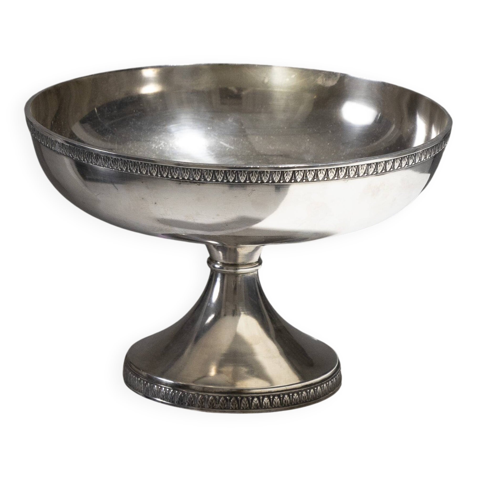 Silver-plated metal footed bowl decorated with two palmette friezes