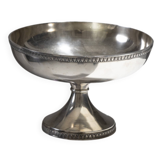 Coupe sur pied en métal argenté, décor de de palmettes