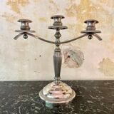 Pair of silver-plated metal art deco candlesticks