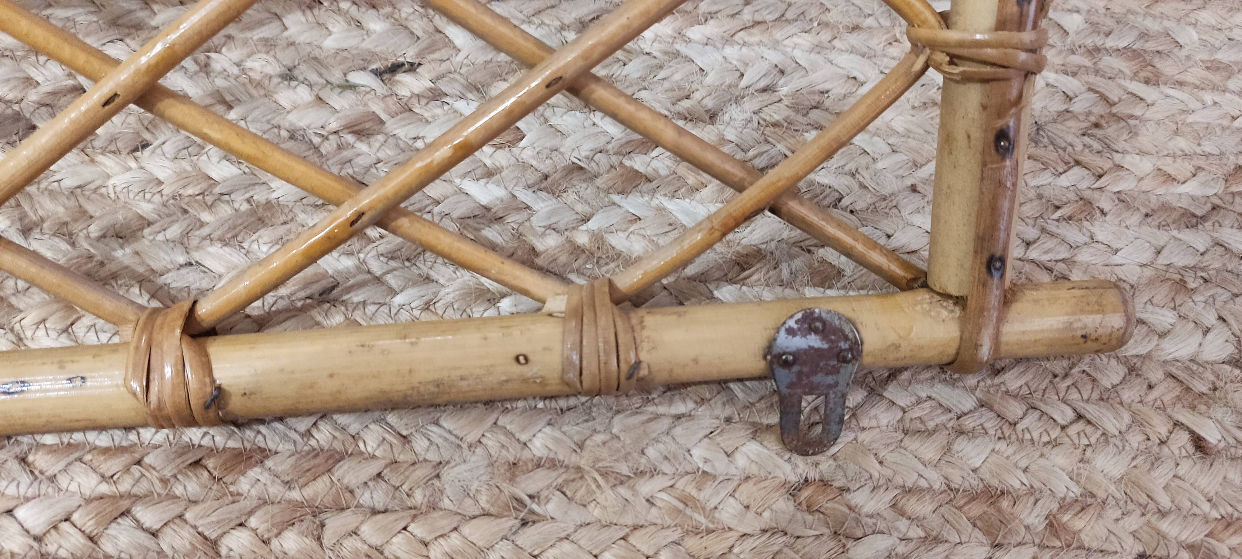 Bamboo and wicker wall coat rack