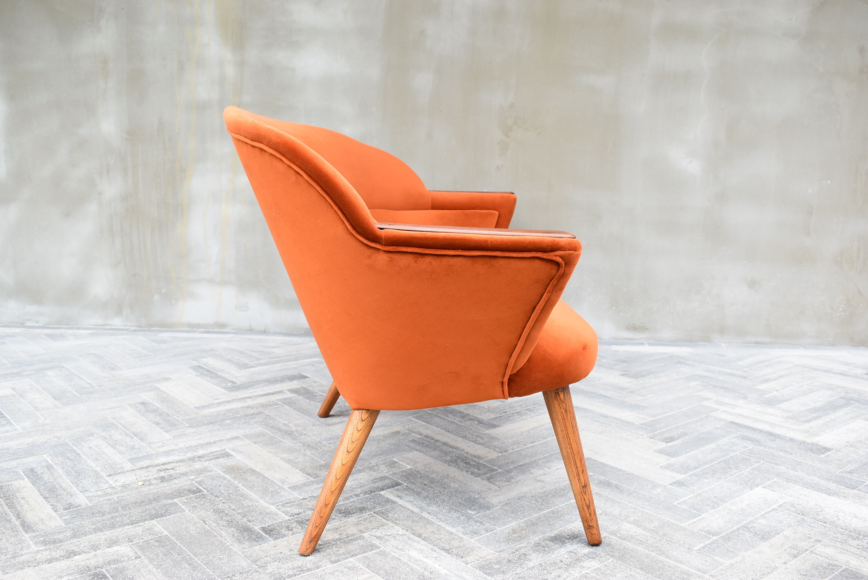 Vintage Sofa, 1960s, Russet Velvet