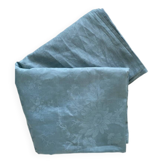 Grande nappe damassée ancienne gris bleuté- Lin - 350x260 cm