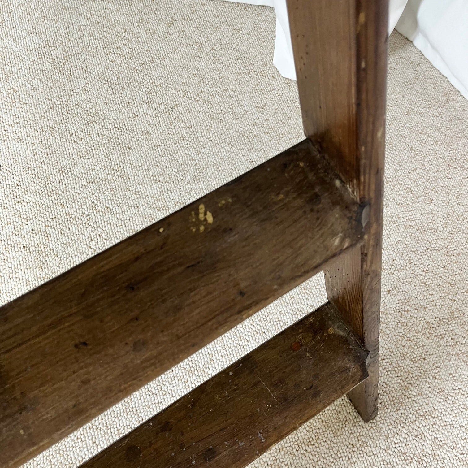 Large wooden painter's step ladder, patinated, 20th century