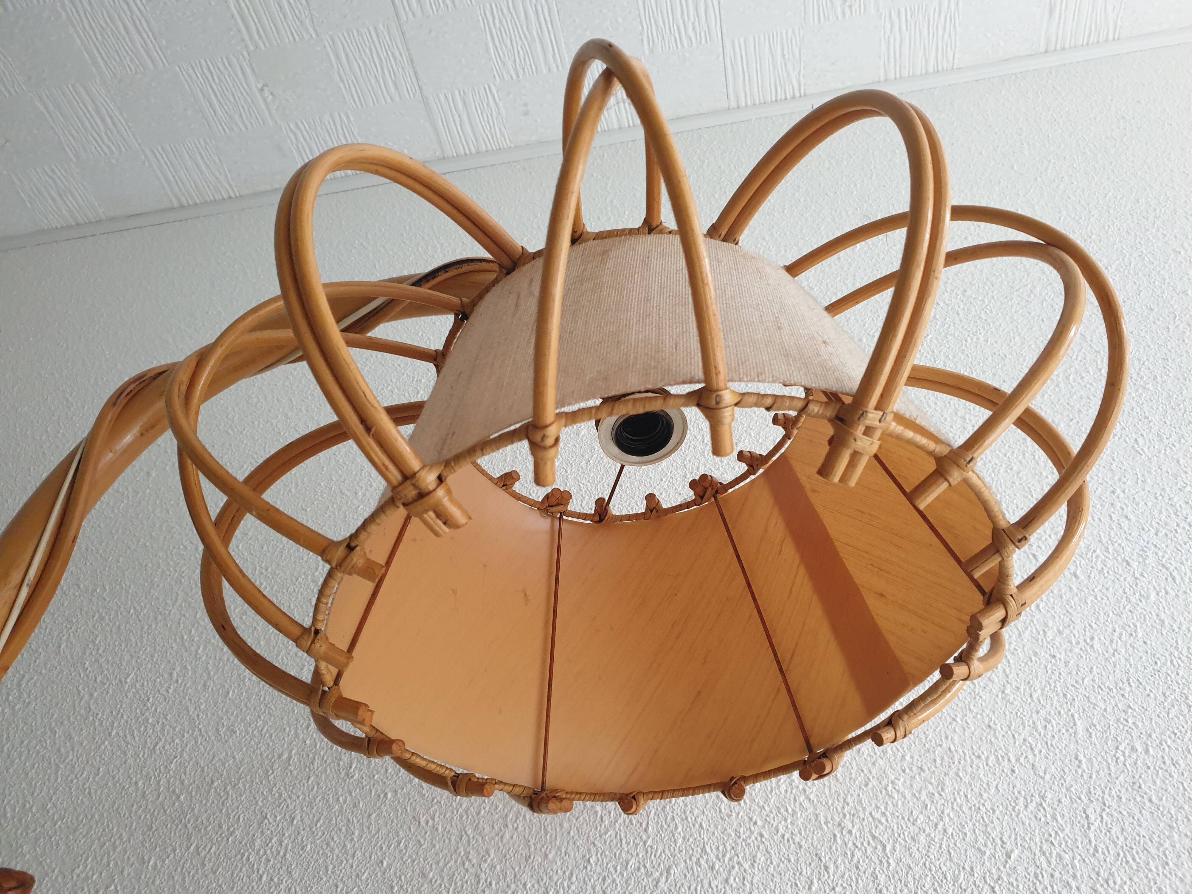 Bamboo floor lamp by Louis Sognot 60's