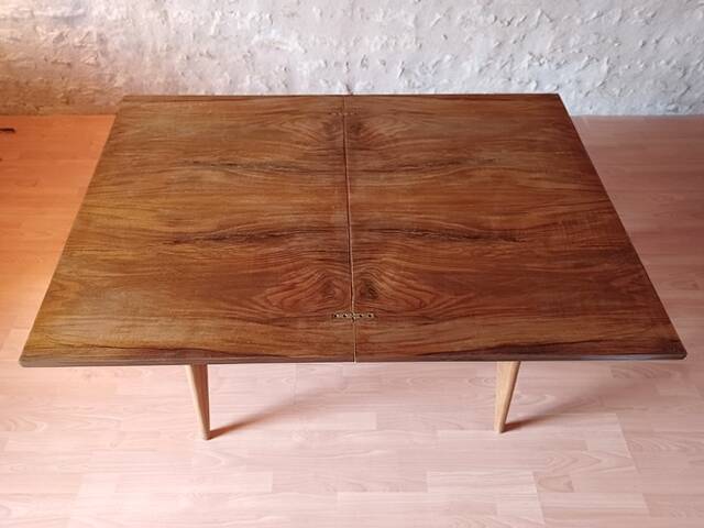 Vintage 60s style portfolio table with compass legs, renovated