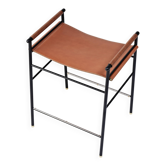 Tabouret de bar classique et contemporain, cuir marron naturel et métal