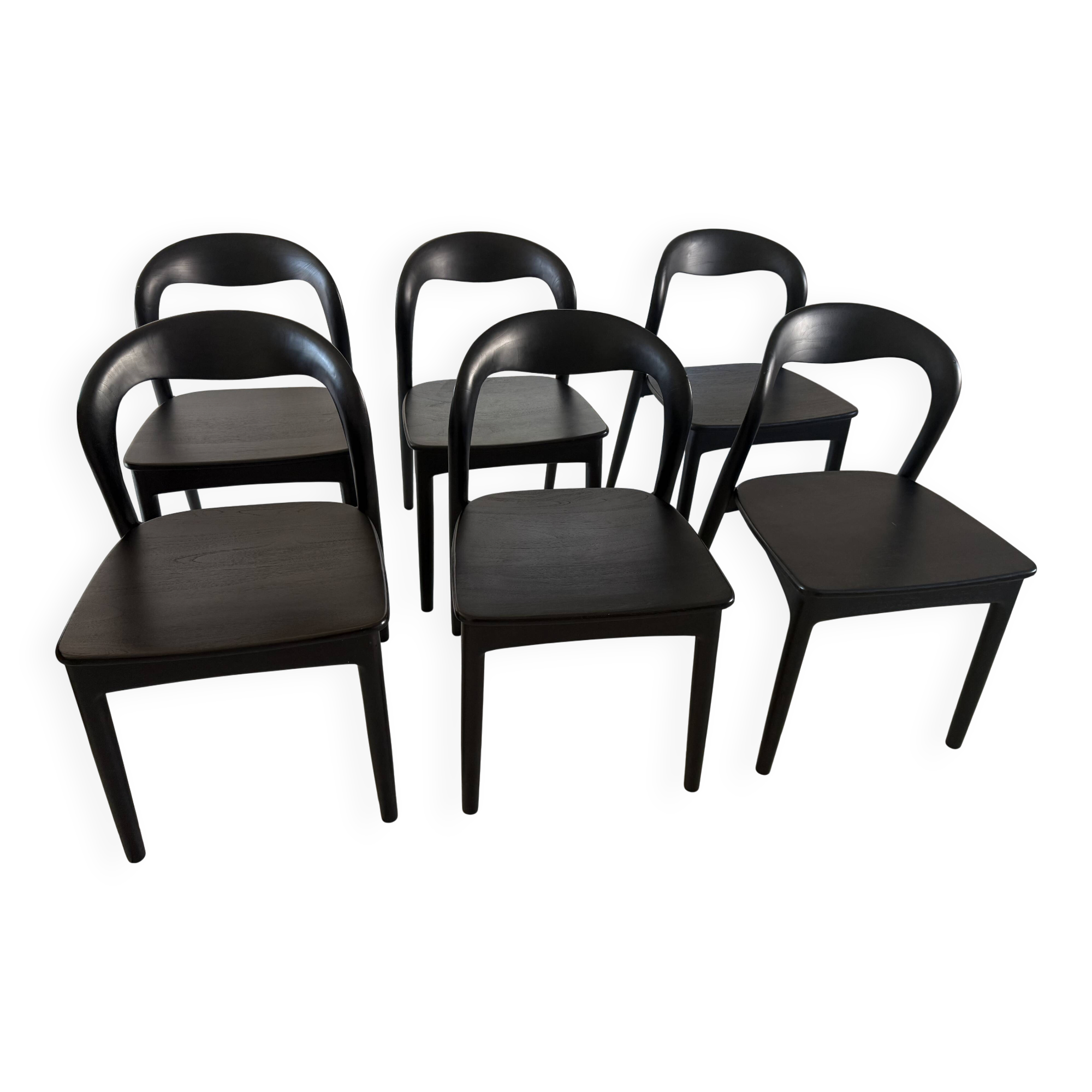 Lot de 6 chaises design bois noir — style premium