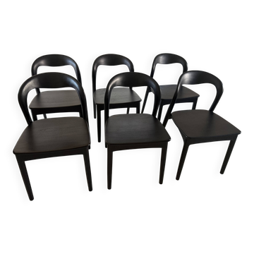 Set of 6 black wood designer chairs — premium style