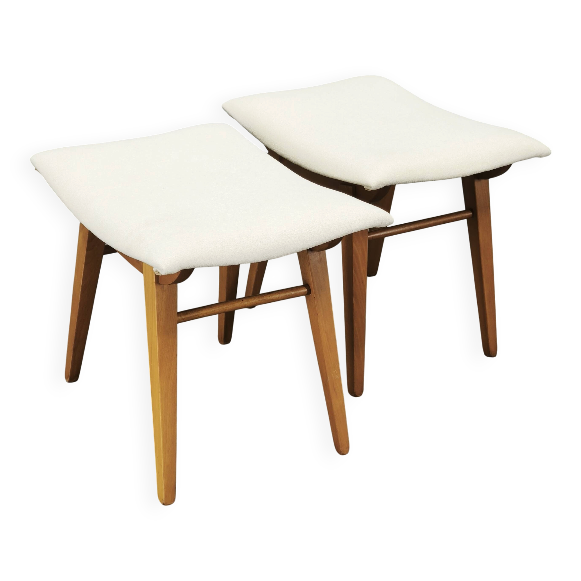 Paire de tabourets en bois de hêtre par Závod Malacky, Tchécoslovaquie, années 1970
