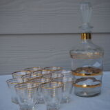 Service à liqueur doré des années 1950-1960 et ses 12 verres