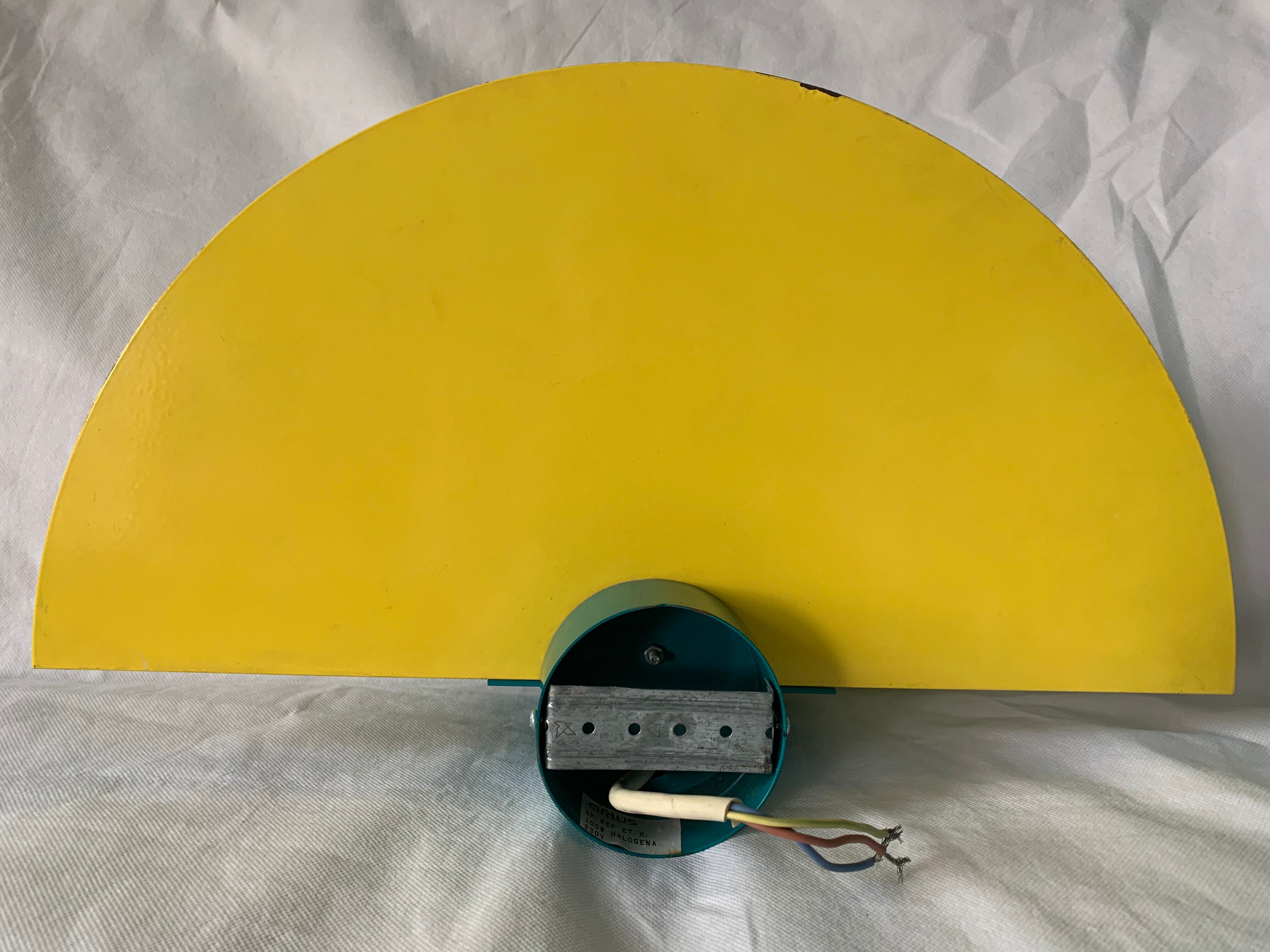 Colorful metal and glass wall light  Arlus 1980