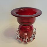 Bougeoir en verre d'art rouge