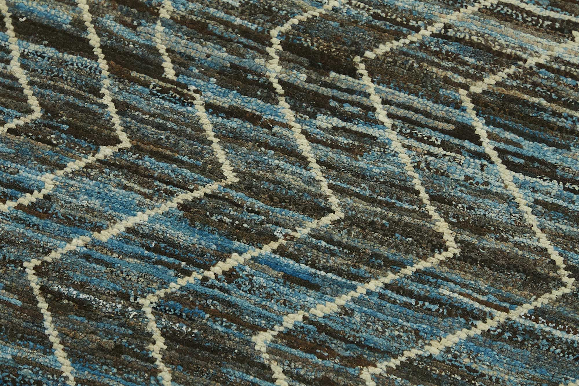 Handmade Tribal Decorative 90 cm x 290 cm Blue Wool Runner Carpet