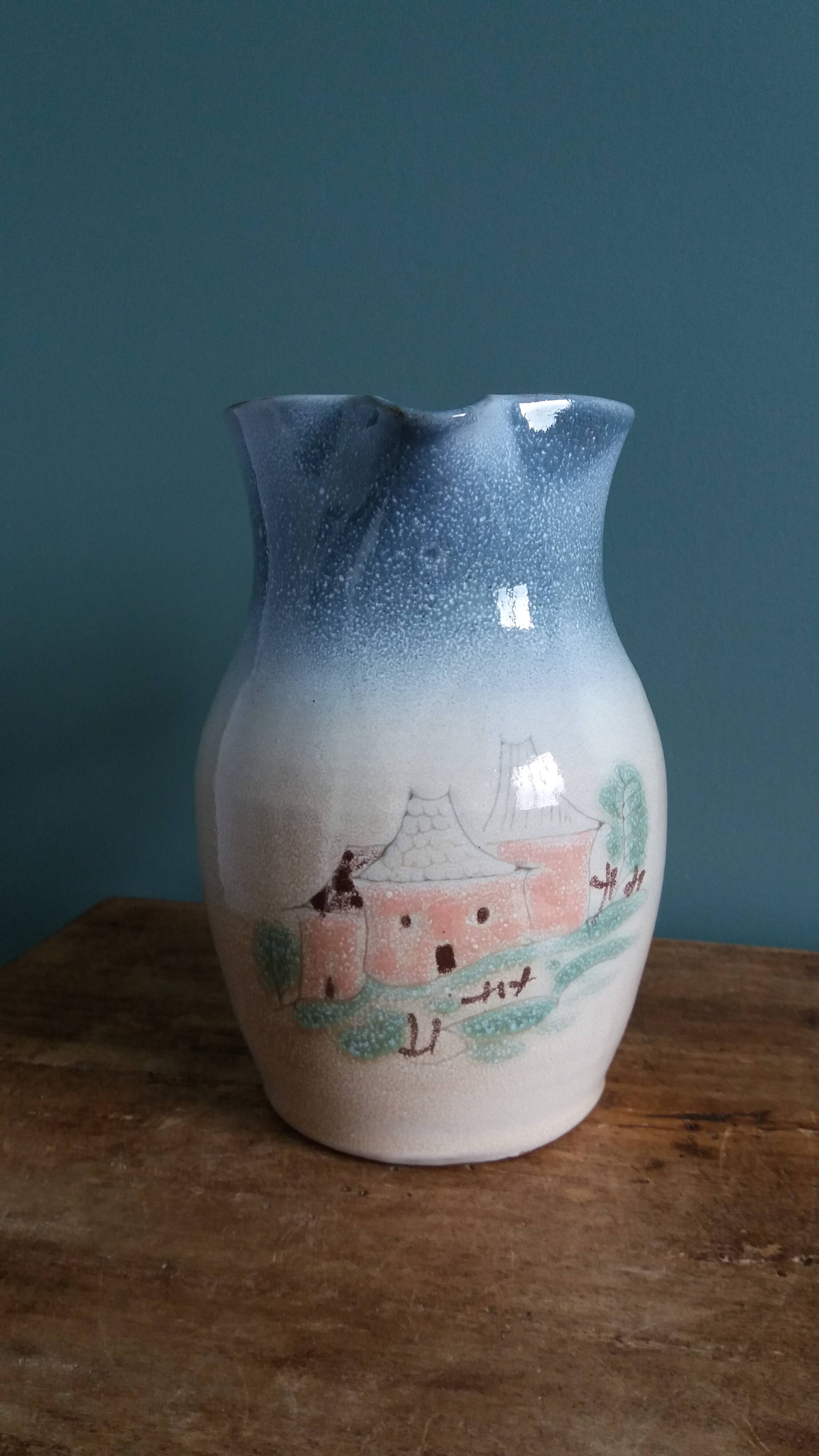 Jug signed by Atch, Chantal and Thierry Robert, Grès du Loir