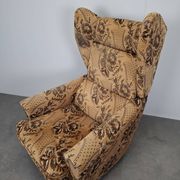 Mid-Century Czechoslovak Plush Wingback Recliner Chair, 1970s