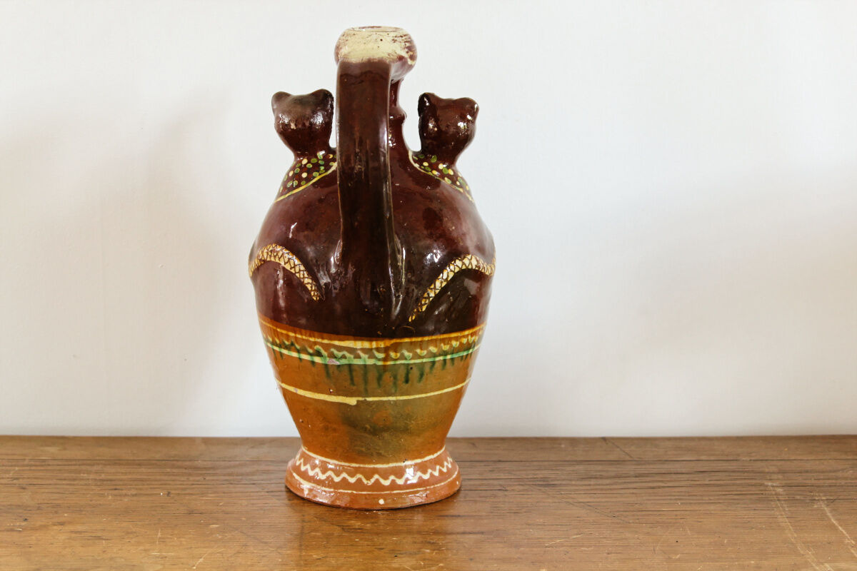 Zoomorphic gargoulette in glazed terracotta