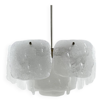 J.T. Kalmar. Ice glass ceiling lamp by J.T. Kalmar for Kalmar Franken, model: Bernstein, Austria, 1960s.