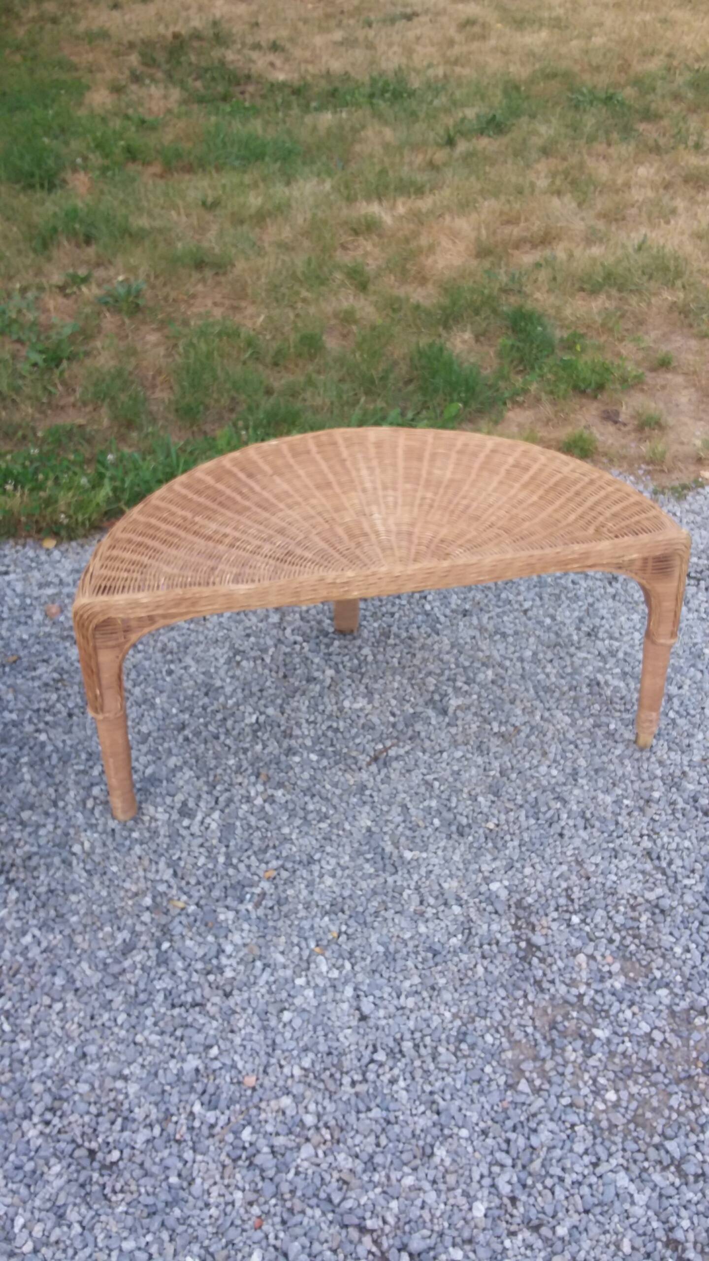 Rattan armchair and rattan coffee table from the 70s