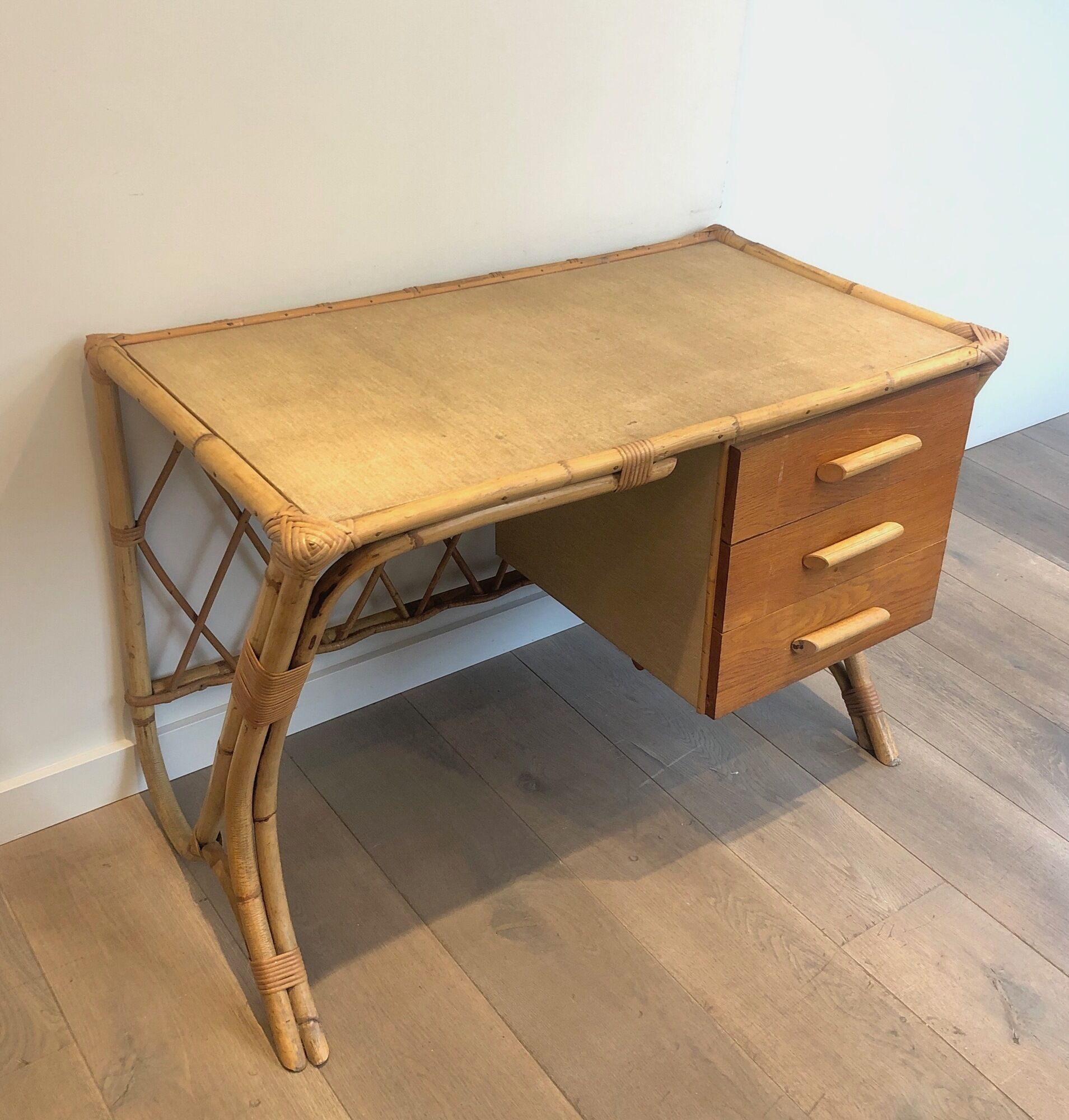 Rattan desk around 1970
