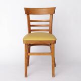 Vintage Beechwood Chair with Yellow Faux Leather Seat – 1960s/1970s Germany