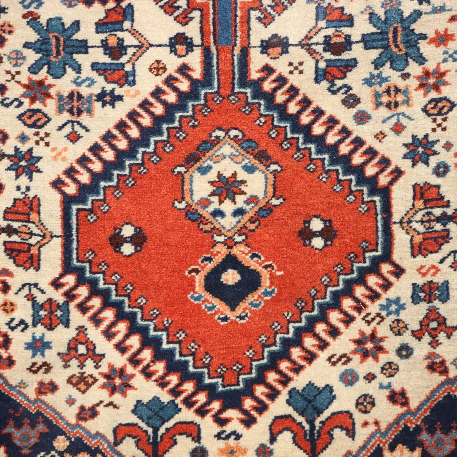 Ancient Asian wool rug, finely knotted, handmade 72 x 33 in.