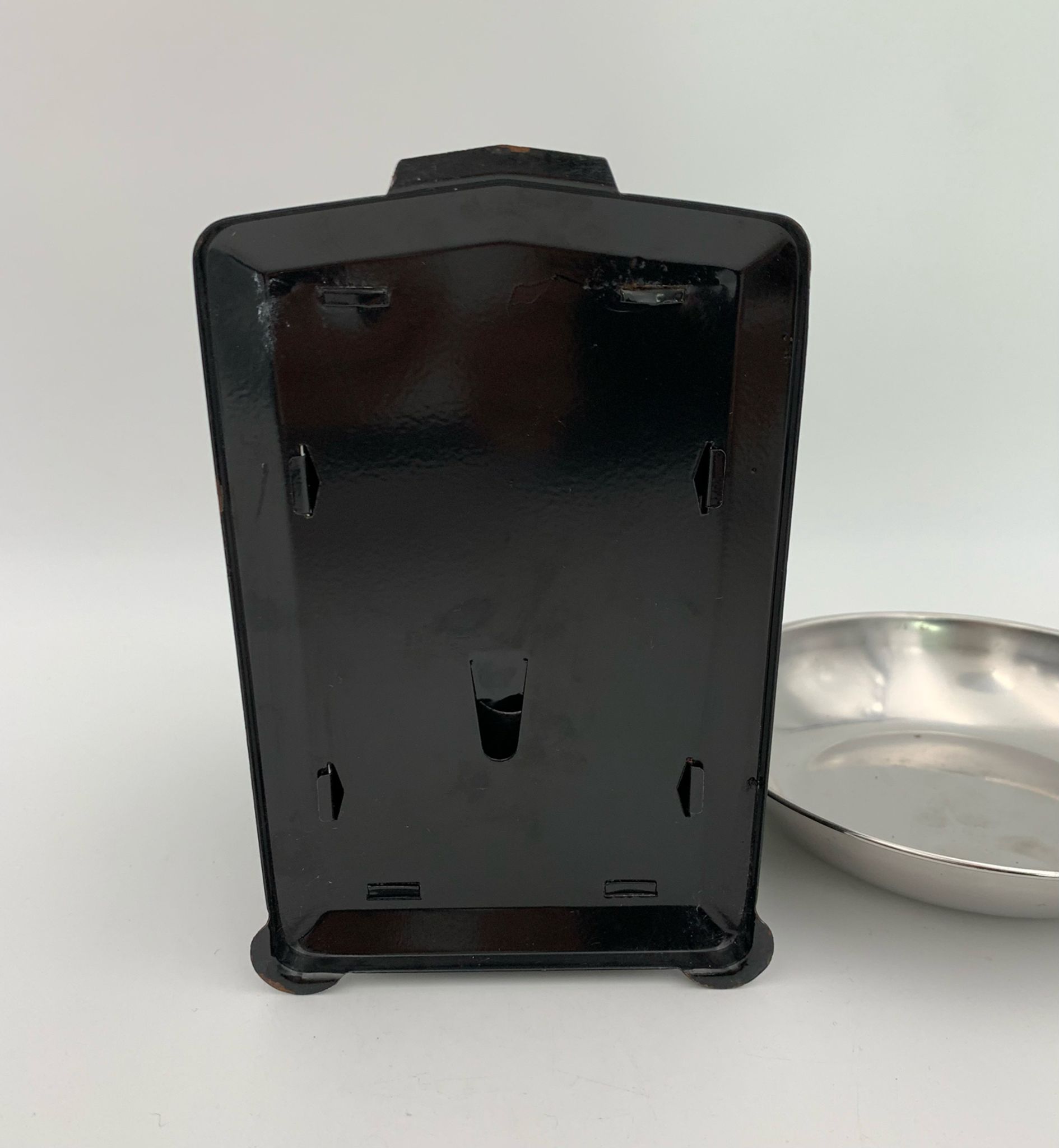Vintage kitchen scale, black metal and stainless steel