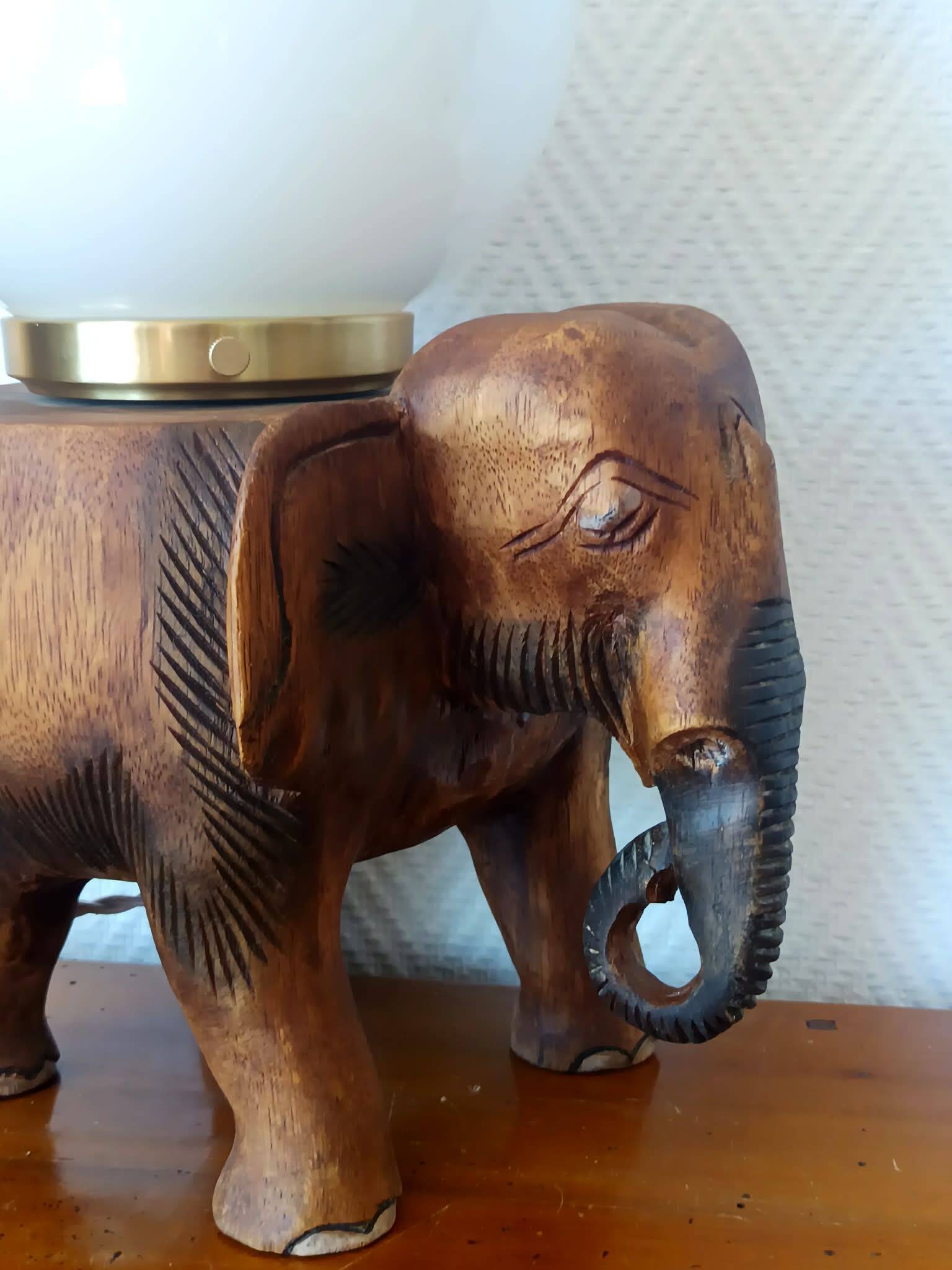 Elephant lamp and opaline