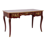 Louis XV style bureau plat with lake scene decoration. Circa 1800.