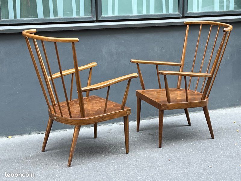 Pair of vintage baumann armchairs