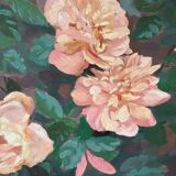 The roses, oil on canvas signed Mahelin.