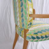 Chaise de bureau en hêtre et tissu vert