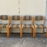 Suite of 4 chairs self beech brass and wool 1960