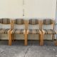 Suite of 4 chairs self beech brass and wool 1960
