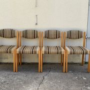 Suite de 4 chaises self hêtre laiton et laine 1960