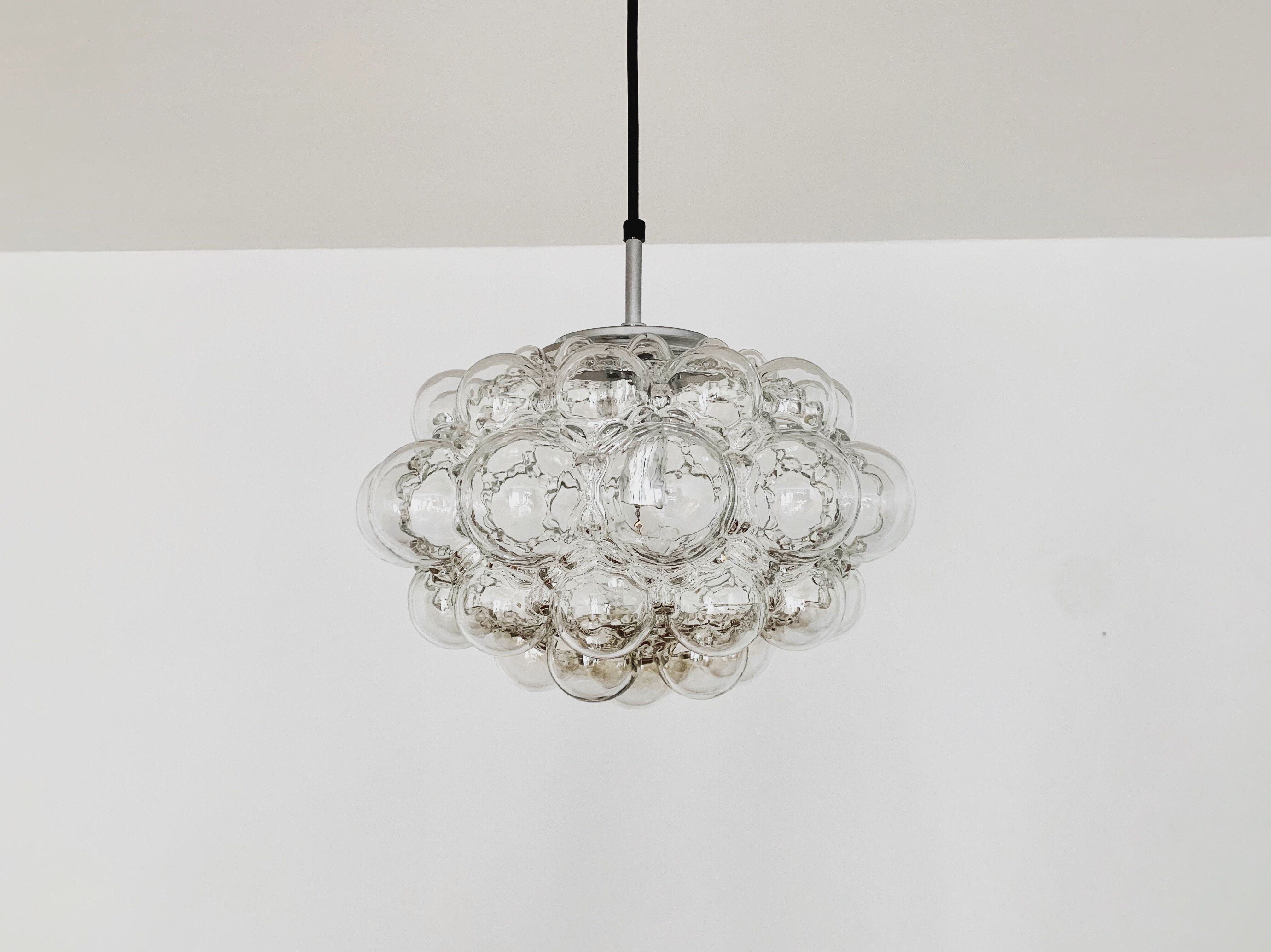 Large Mid Century Modern bubble pendant lamp by Helena Tynell for Glashütte Limburg